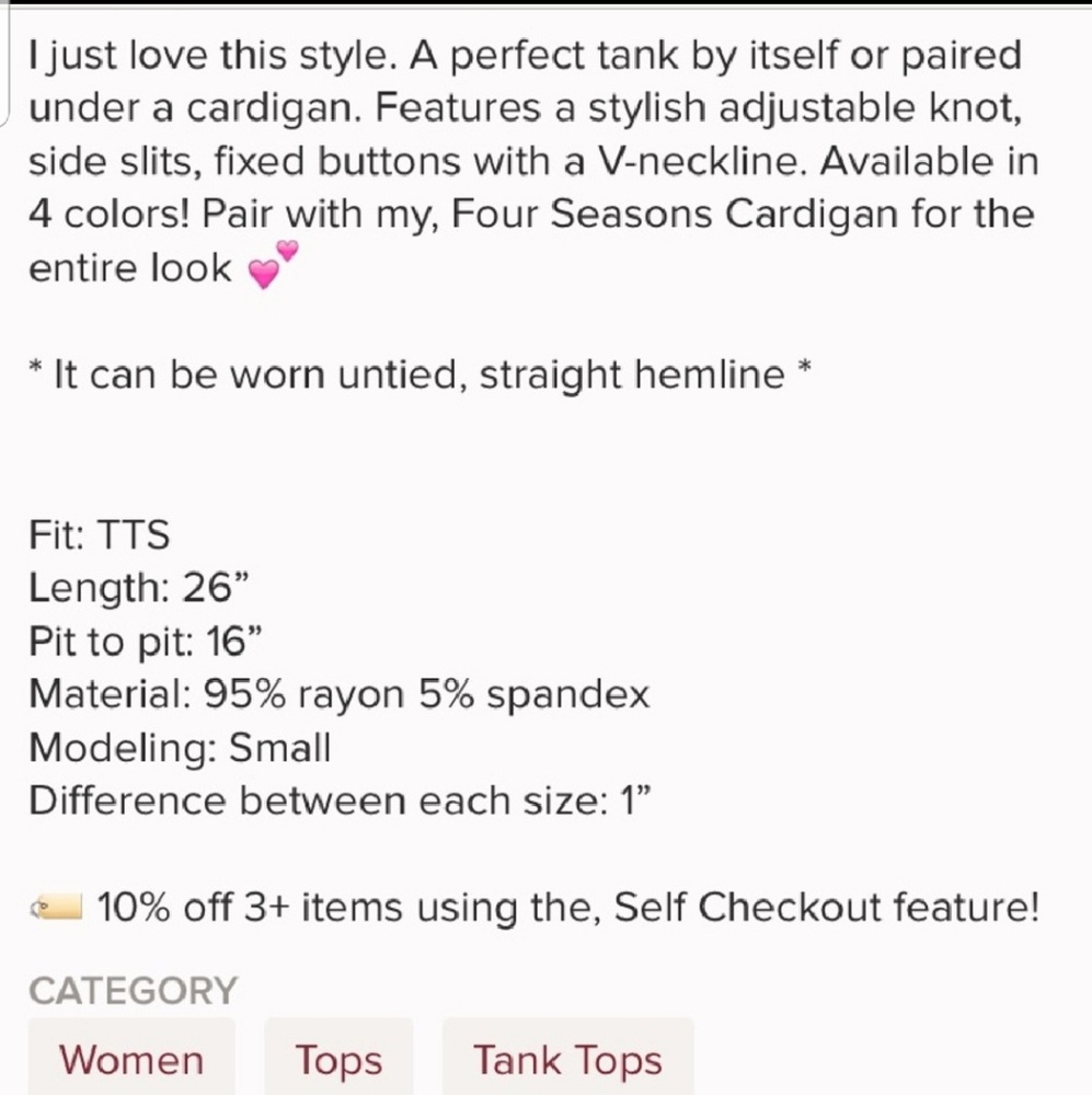 Button down Knotted Tank - Picture 4 of 4